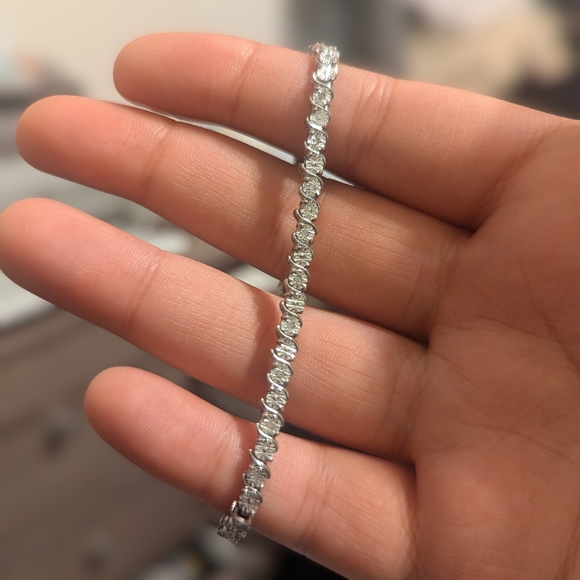 1/8ct Diamond Sterling Silver Tennis Bracelet - Picture 2 of 5